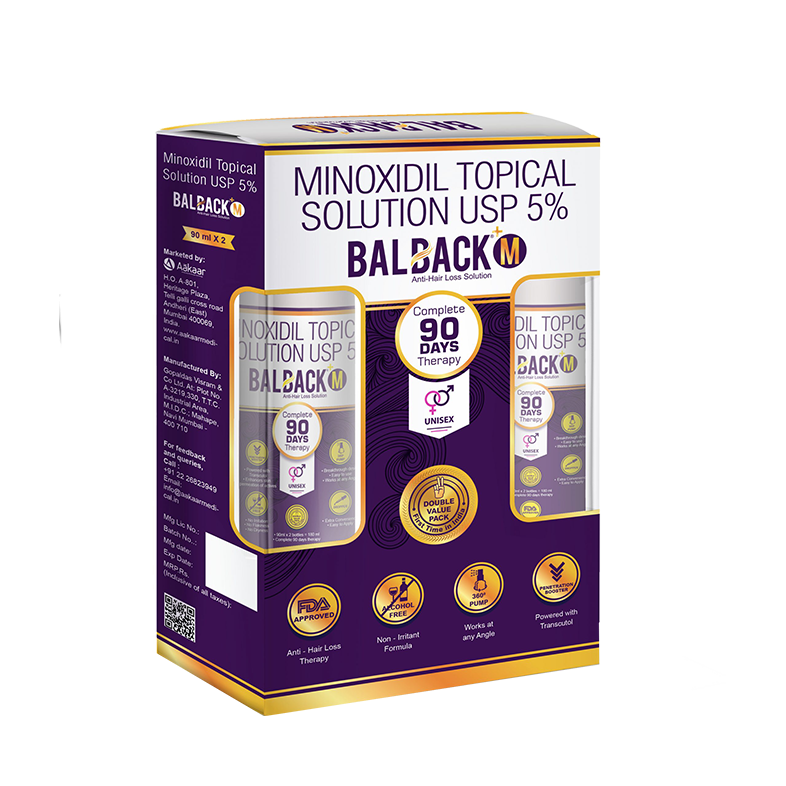 Balback M 5% Minoxidil Solution (90 ml *2 : Total 180 ml)